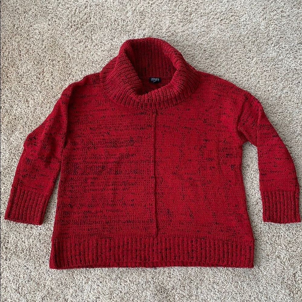 Cowl-neck red and black sweater